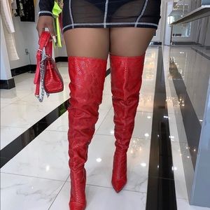 Shane Justin Red Python Above the Knee Boots Size9